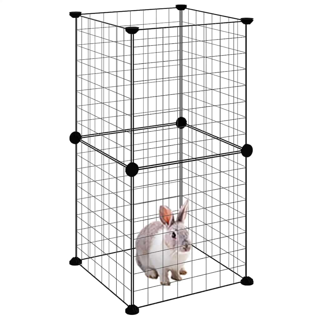 Gabbia per animali domestici in acciaio verniciato a polvere, 35 x 35 cm, recinto modulare, con griglia, porta e copertura per conigli, porcellini d'India, recinto interno ed esterno
