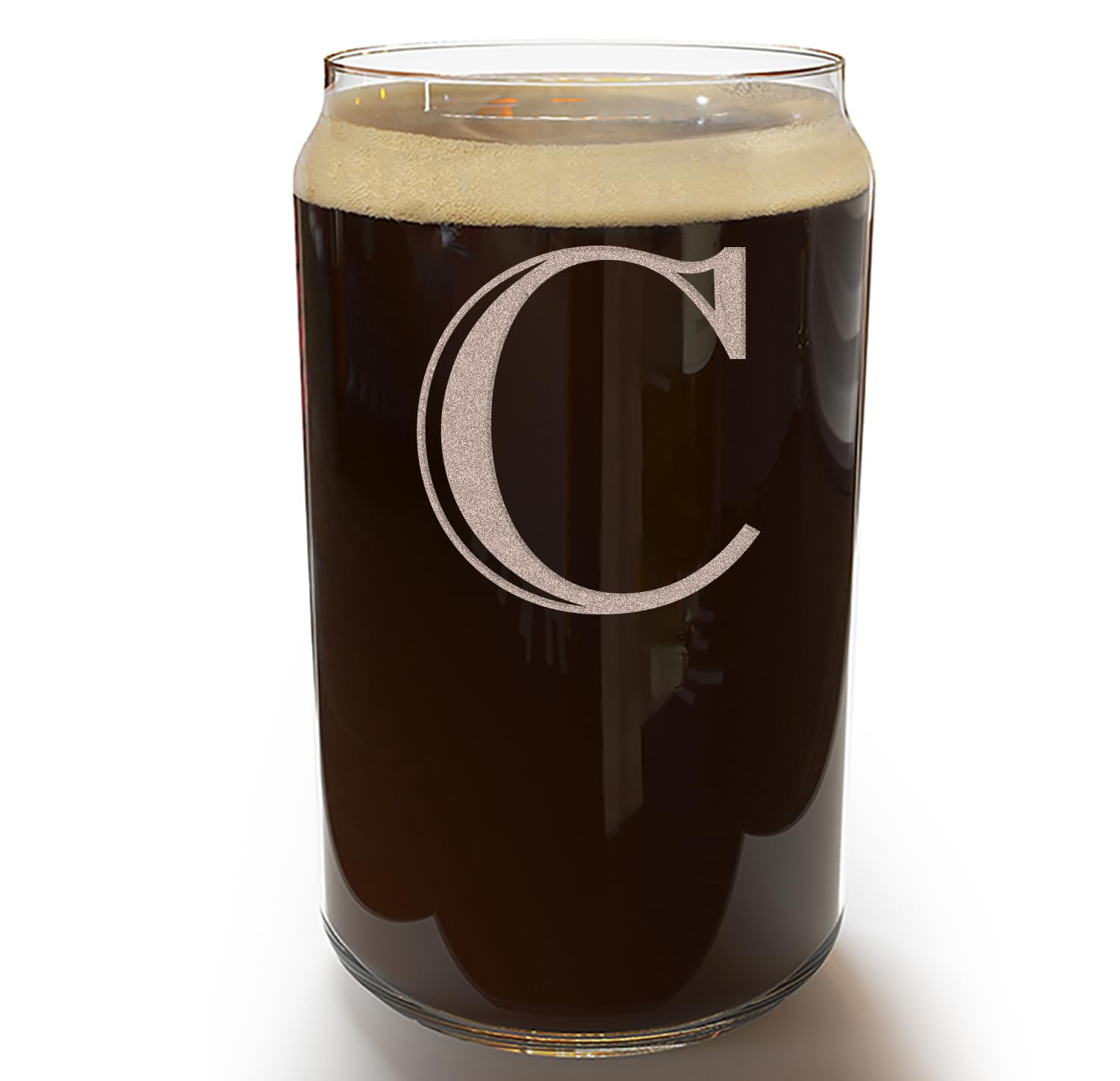 Etched Monogram 16oz Can Glass for Soda or Beer (Letter C), A-Z Personalized gifts for men, Customized coffee glasses, Custom Initial, Birthday gift