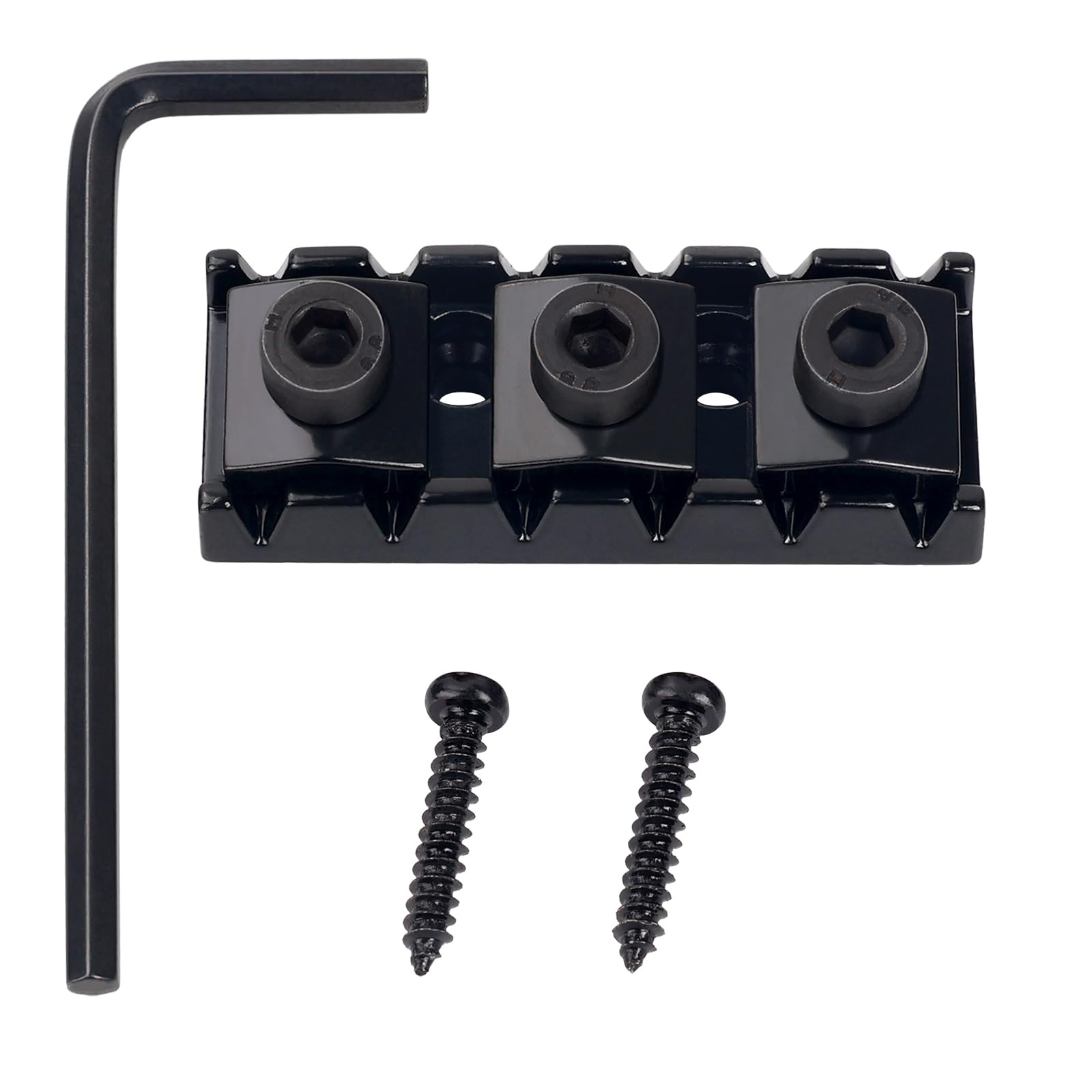 Banworks Electric Guitar Locking String Nut 42mm (1-21/32") Electric Guitar Metal Locking Nuts for Double Tremolo Vibrato Bridge System Electric Guitars JT/SDXZ-01 Black