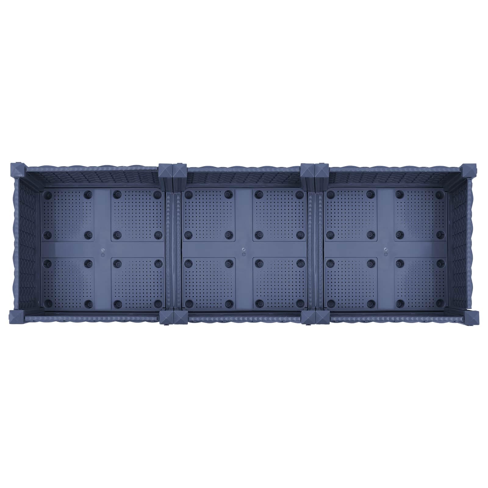 Hothingwell Hochbeet, Polypropylen, 120 x 40 x 33 cm, Grau / Blau | Polypropylen, großes Fassungsvermögen, 2 Personen, Balkongarten