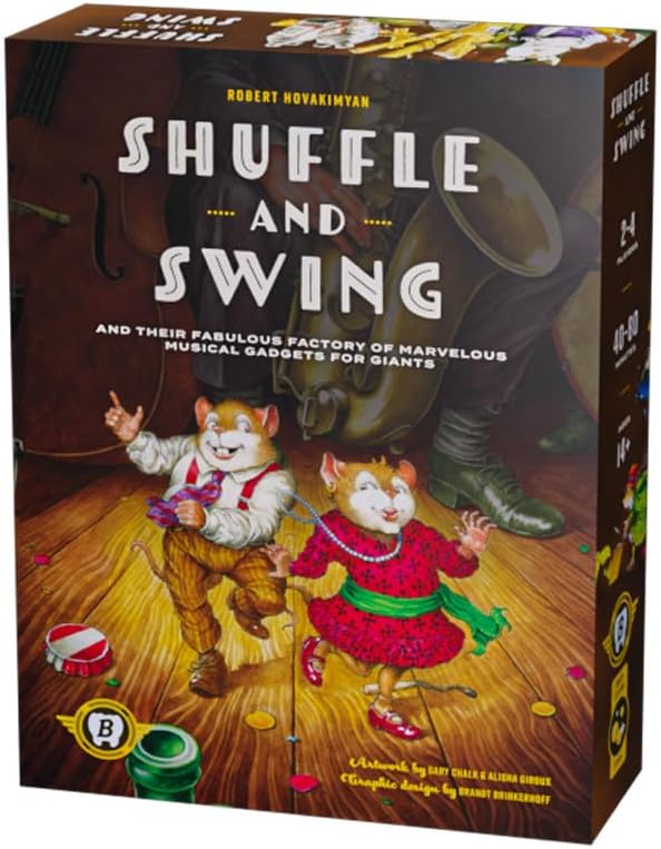 BITEWING GAMES Shuffle & Swing Board Game - Multi-Rondel Worker Placement Game For Adults & Families - Build Instruments, Activate Your Dice Or Your Opponents' Dice, Win The Big Promotion! 2-4 Players