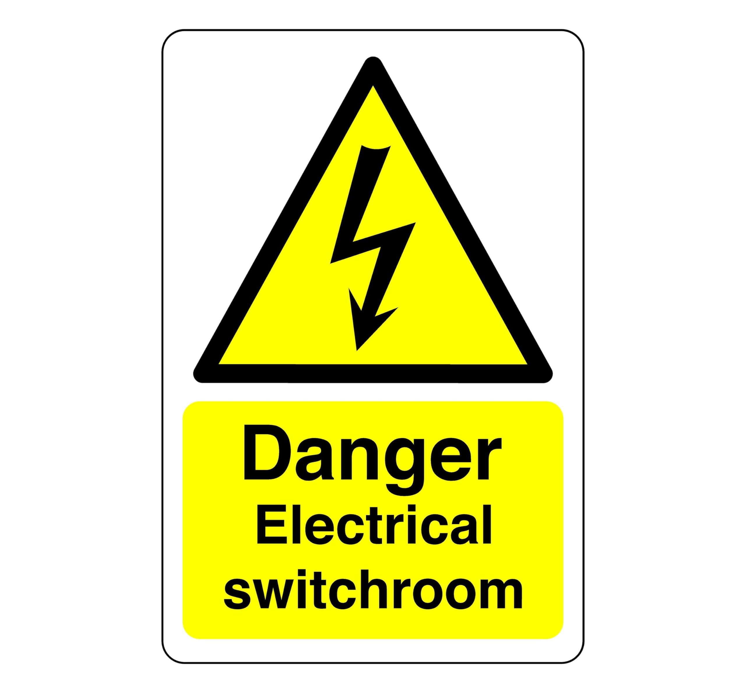 Safety First Display Ltd Yellow/Black Danger Electrical Switchroom Sign - High Tack Self-Adhesive Sticker (600Mm X 400Mm) Viewing Distance Within 20M.