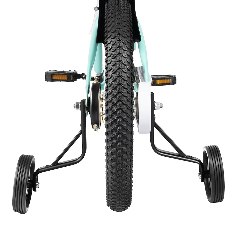 Bicicletta Bambini 16 Pollici Con Stabilizzatori - Mountain Bike Per Ragazzi 5-8 Anni, Luce E Portapacchi, Regolabile In Altezza