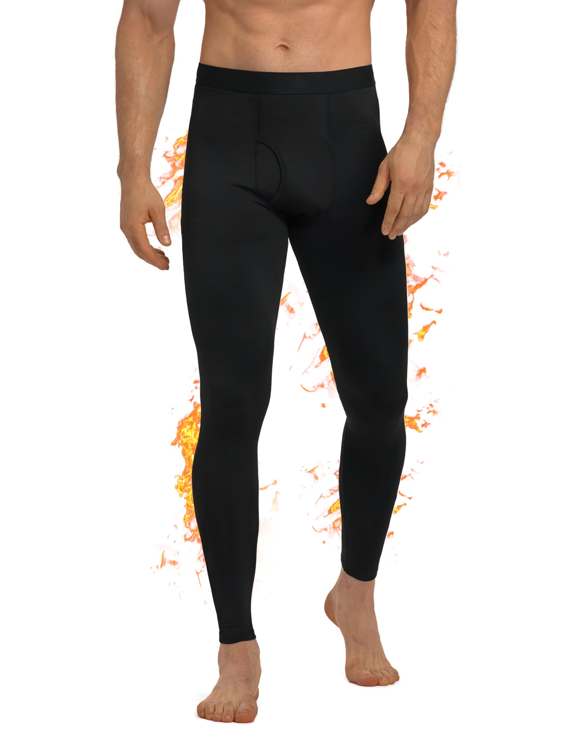 YESWEL Pantalon Thermique Long pour Hommes avec Braguette, Doublure Polaire Chaude, Vêtement de Ski Hivernal Fonctionnel (Taille M-XXL)