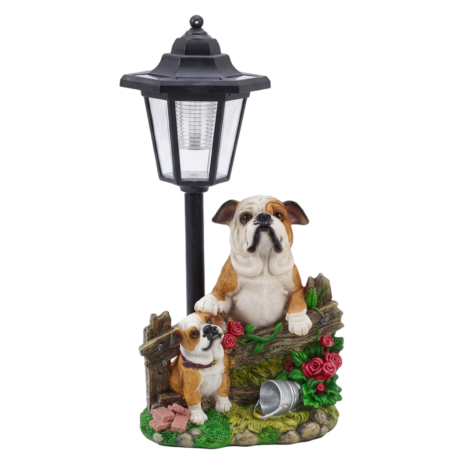 Hotainoys Solar Garden Statues - Handcrafted Resin Dog Statues Outdoor with LED Lights, Cute Puppy Figurine for Yard, Patio, Lawn, Solar Garden