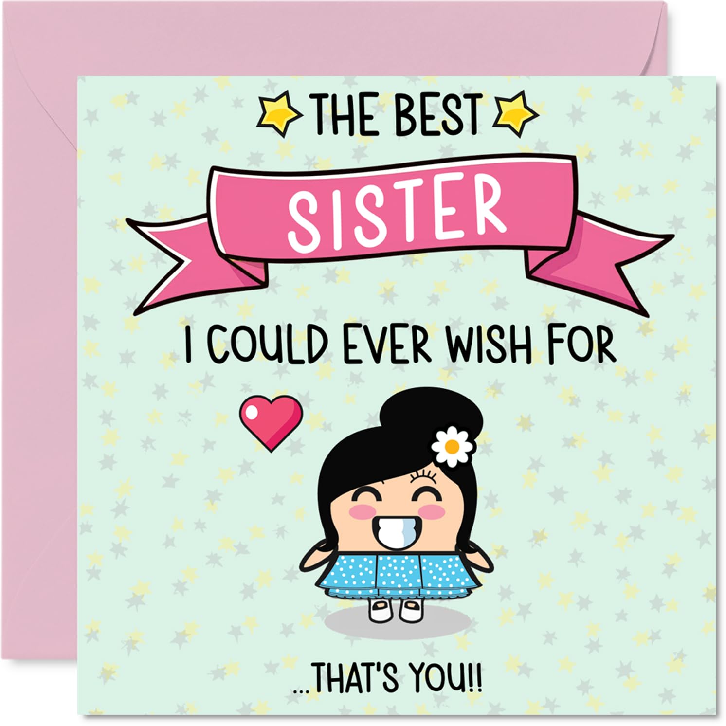 Sister Birthday Card - The Best I Could Ever Wish For - Happy Birthday Card for Sister from Brother Sibling, 145mm Cute Bday Greeting Cards