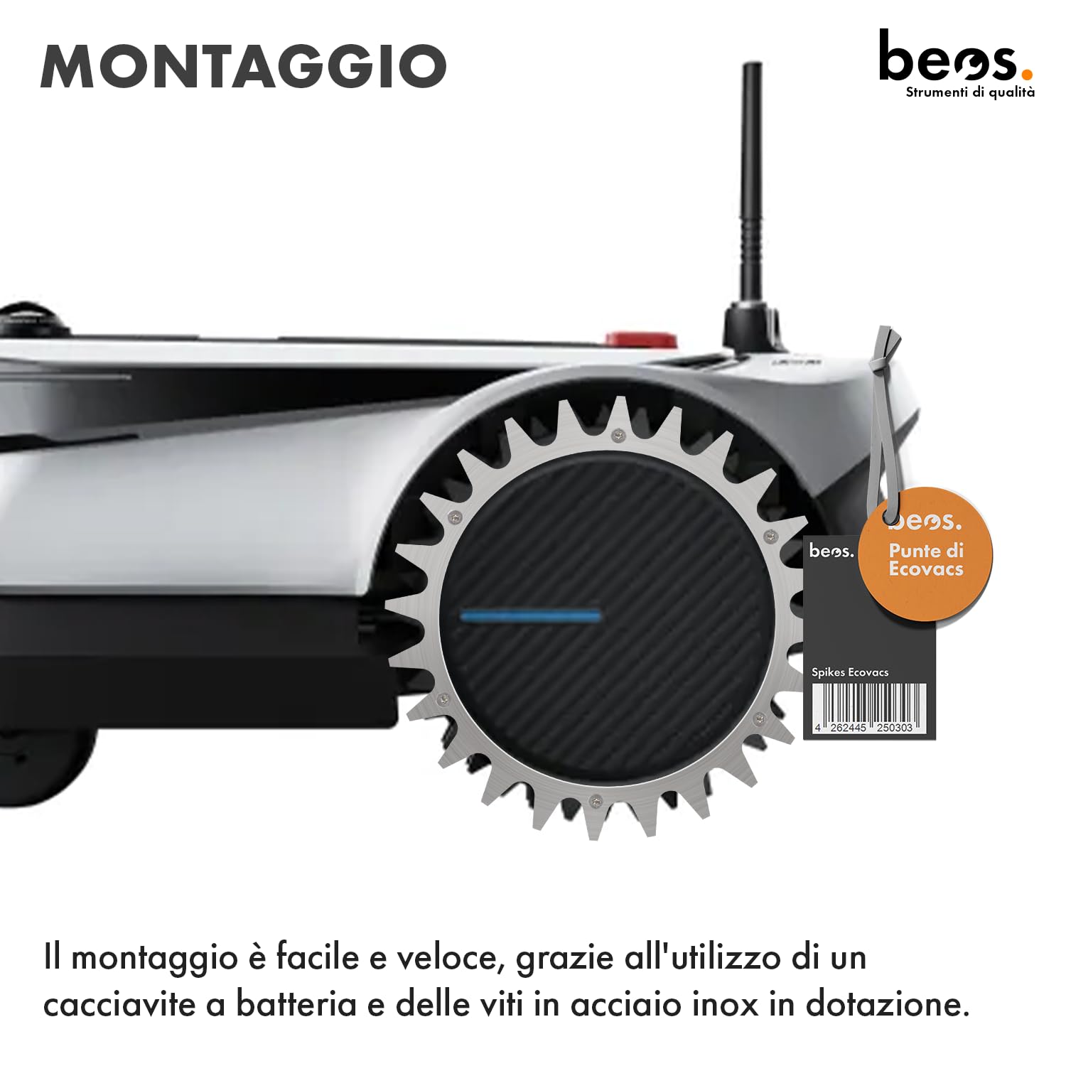 Punte in acciaio inossidabile premium beos per Ecovacs - finitura lucida, fori per viti ribassati, sbavati, per i modelli Ecovacs GOAT Serie-A, Serie-O e Serie-G1 Trazione robot falciatore