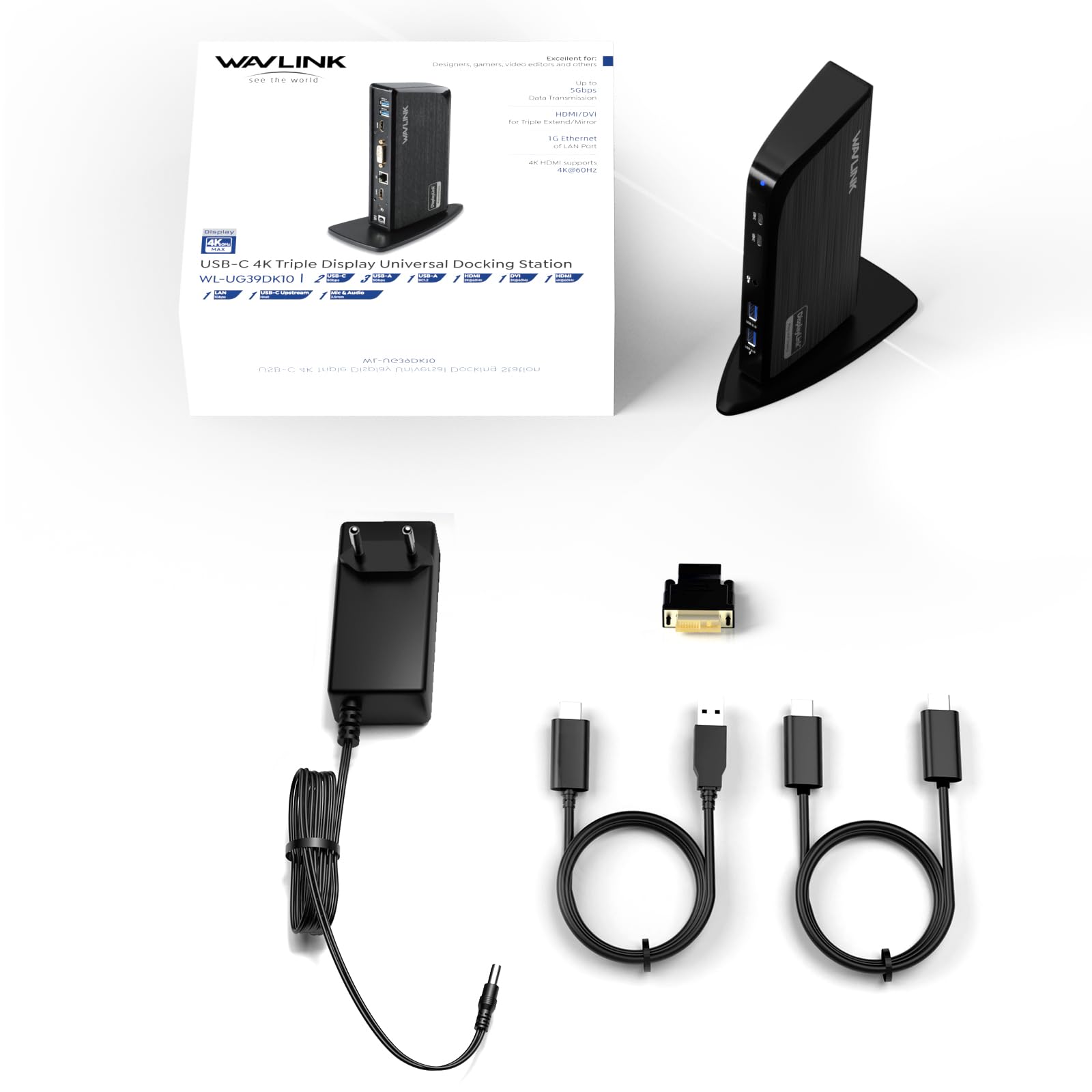 WAVLINK DisplayLink Docking Station 13-in-1 USB C Laptop Dock, triplo display (4K HDMI+2×2K HDMI/DVI), 5Gbps USB-C/A, Ethernet, compatibile con Windows/Mac OS/MacBook Neo (senza ricarica laptop)