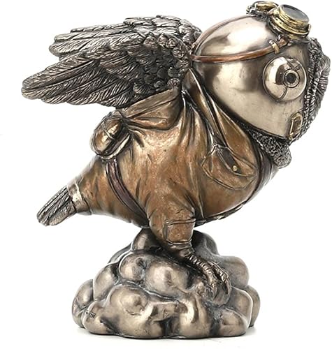 Miniatura 3 de Veronese Design 4 1/8 "Flying Ace Aviator Owl Steampunk Estatua de resina bronceada fundida en frío Estatua Animal Estatua Militar Coleccionable