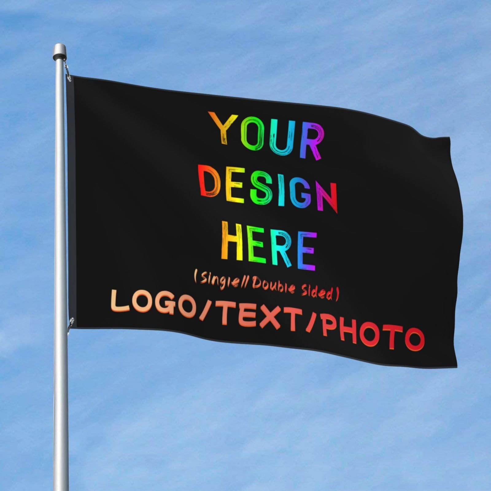 Drapeau Personnalisé 3x5 Pieds - Ajoute Ton Logo/texte/photo, Polyester Résistant, Simple Face, Pour Extérieur/intérieur