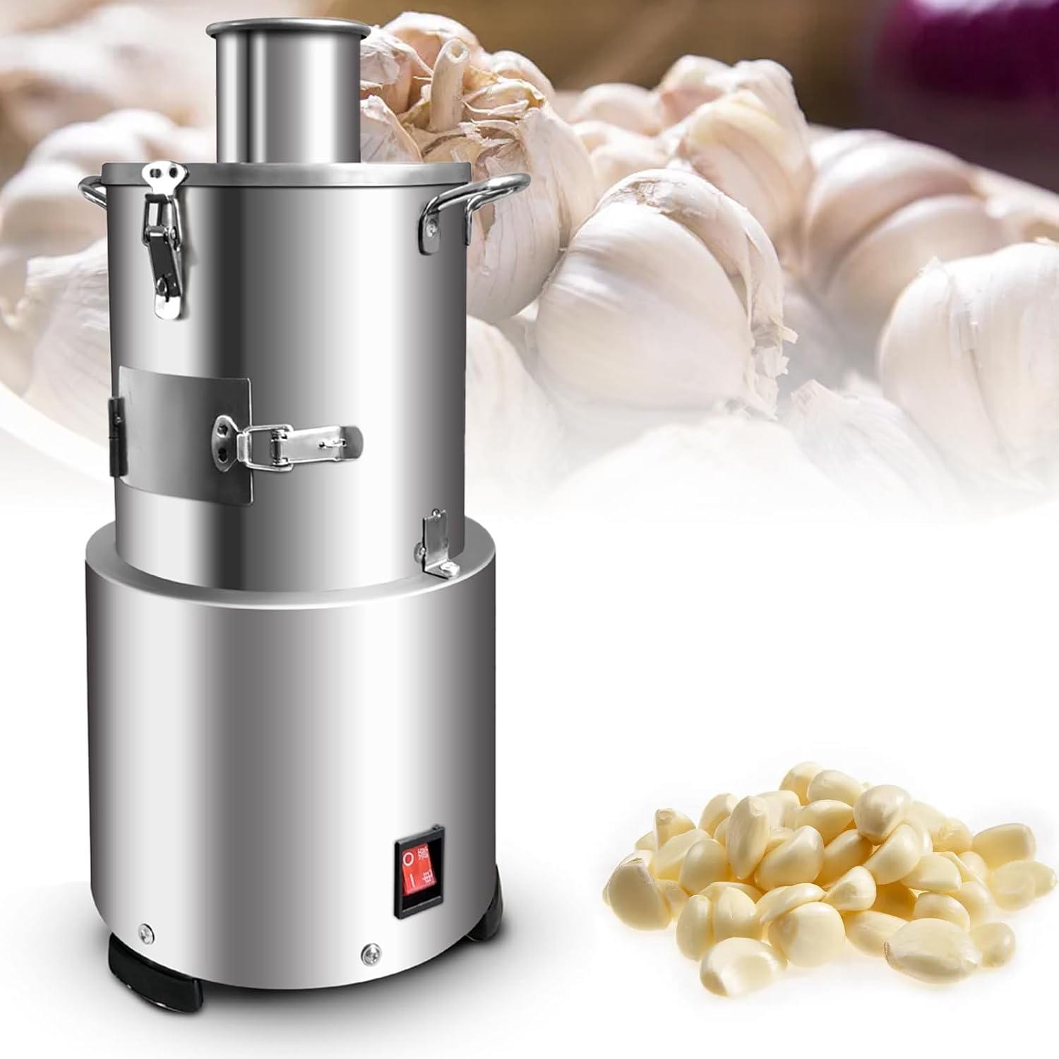 200W Electric Stainless Steel Garlic Peeler - Commercial Grade, 30kg/h High Efficiency, Food Safe Rust-Proof, Ideal for Restaurants & Hotels, Heavy-Duty Kitchen Equipment