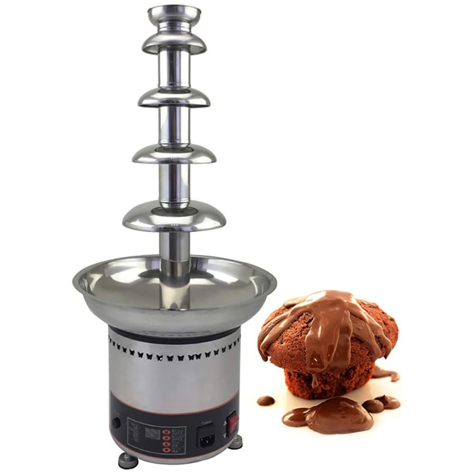 asdchZen Chocolate Fountain Machine Commercial 4/5/6/7 Tier Stainless Steel Chocolate Waterfall Machine, 4Kg Capacity 0℃~150℃ Adjustable Cheese Heating Machine,6,5
