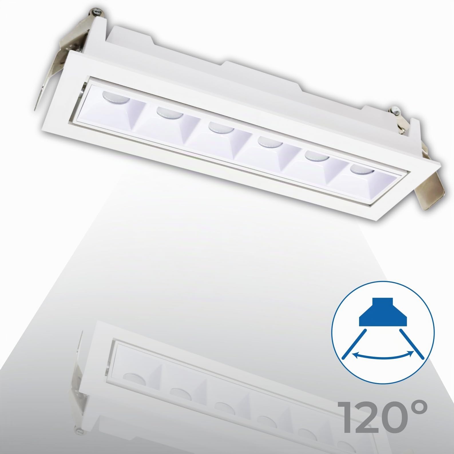 LED ATOMANT 2x Foco Downlight LED Direccionable Rectangular 12W CREE 6500K | Medida 186x60mm, 1140 Lumenes, Proteccion IP44