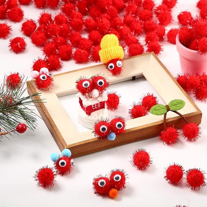 Pompon In Peluche Con Glitter Verdi - 100 Pezzi Da 15 Mm, Per Cucito, Fai Da Te E Decorazioni