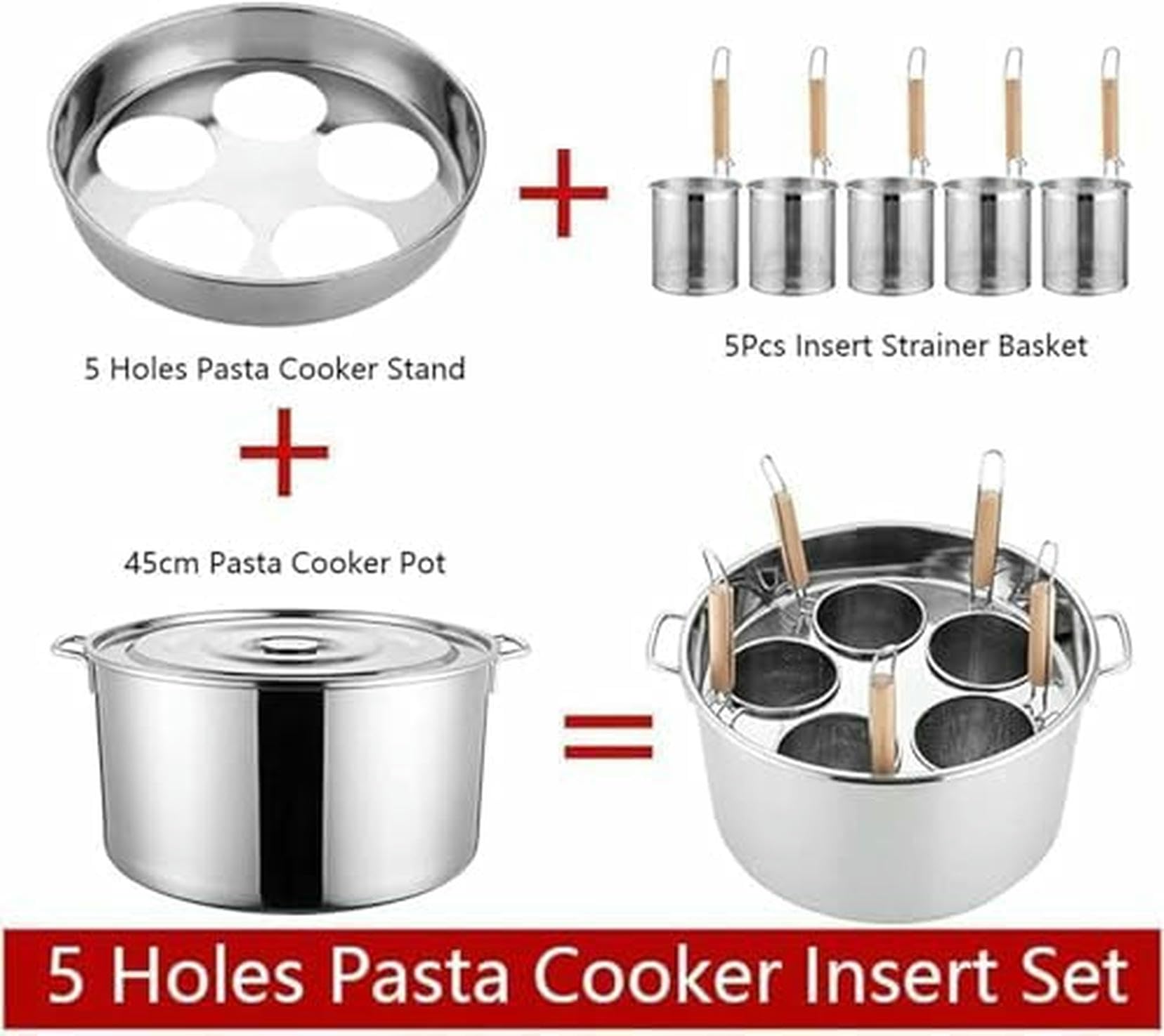 Ollas para Pasta, Juego de ollas para cocinar Pasta comerciales, ollas para cocinar Pasta multifuncionales con Divisor y colador, Olla de Acero Inoxidable para Cocina casera, Restaurante~/