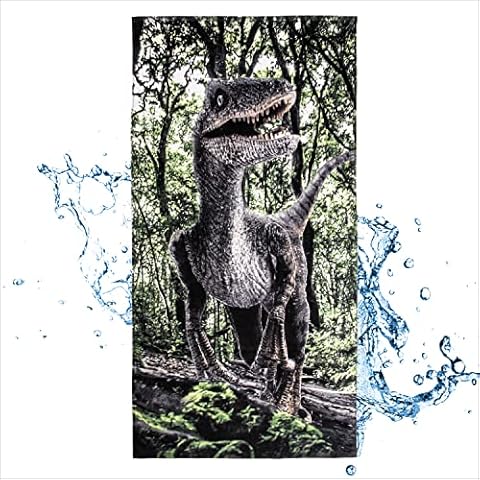 TAMEOLIE Handtuch Dino Kinder 100% Baumwolle Badetuch Oeko-Tex Standard Handtuch schnelltrocknend Jungen Mädchen 70x140 Badetücher Strandtuch Strandhandtuch Handtuch Kinder groß Dinosaurier Cover