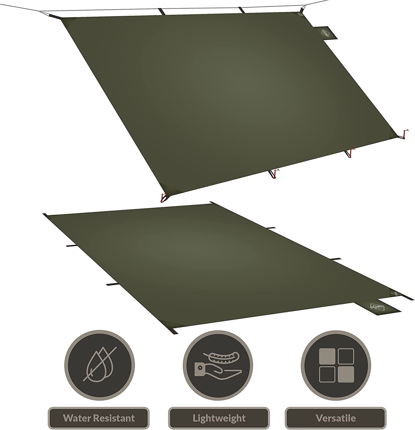 Onewind Camping Shelter mit Moskitonetz, Zelt Emergency Survival Shelter, leicht, wiederverwendbar, regenfest Winddicht mit Pfählen und Abspannleine für Camping, Wandern und Backpacking, OD Green