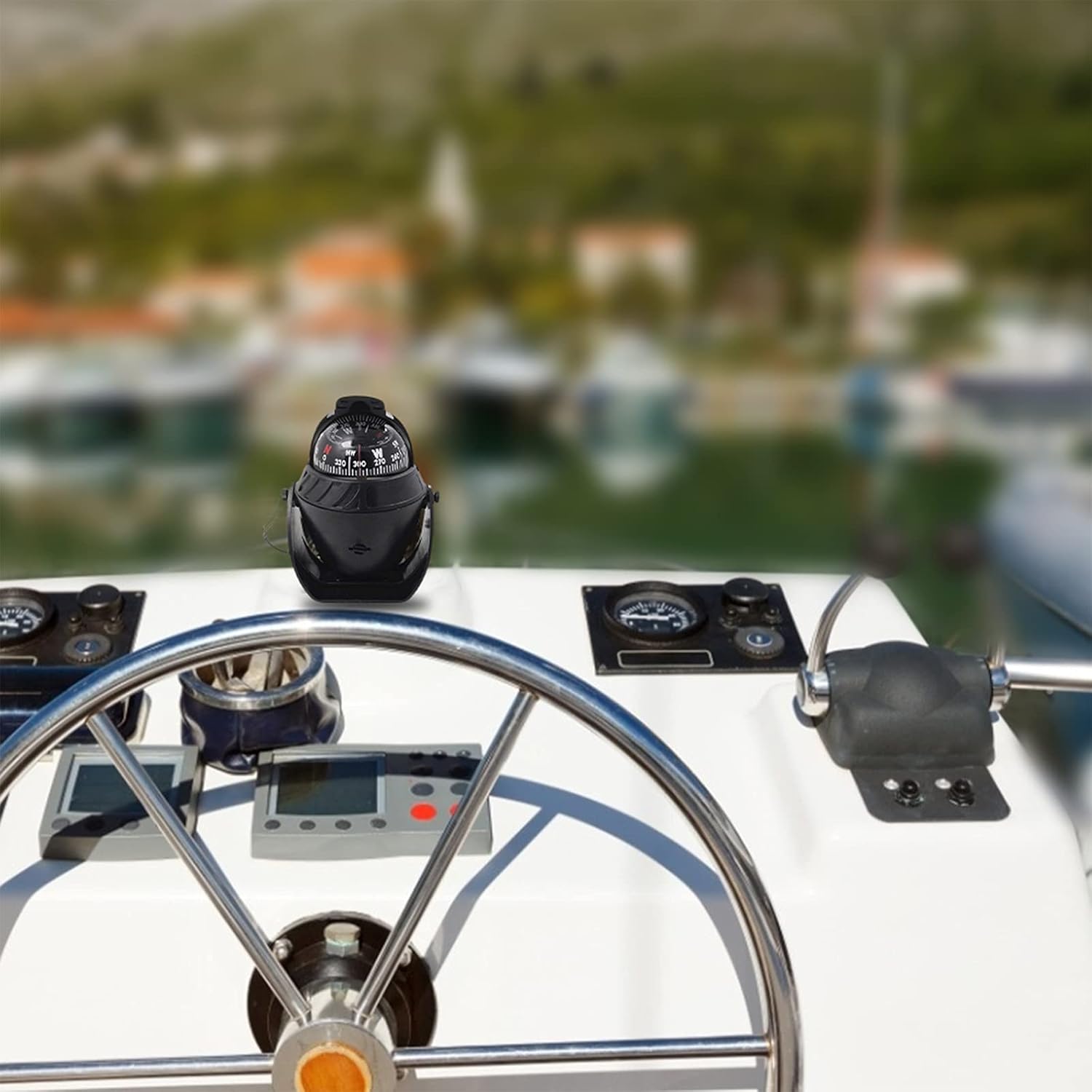 Digital Marine Compass, 12V LED Light Sea Pivoting Compass Electronic Navigation Compass for Marine Boat Yach Ship