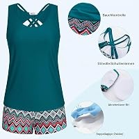 JASAMBAC Damen 3-teiliges Tankini-Set mit Shorts & Bikini-Top – Ansicht 2
