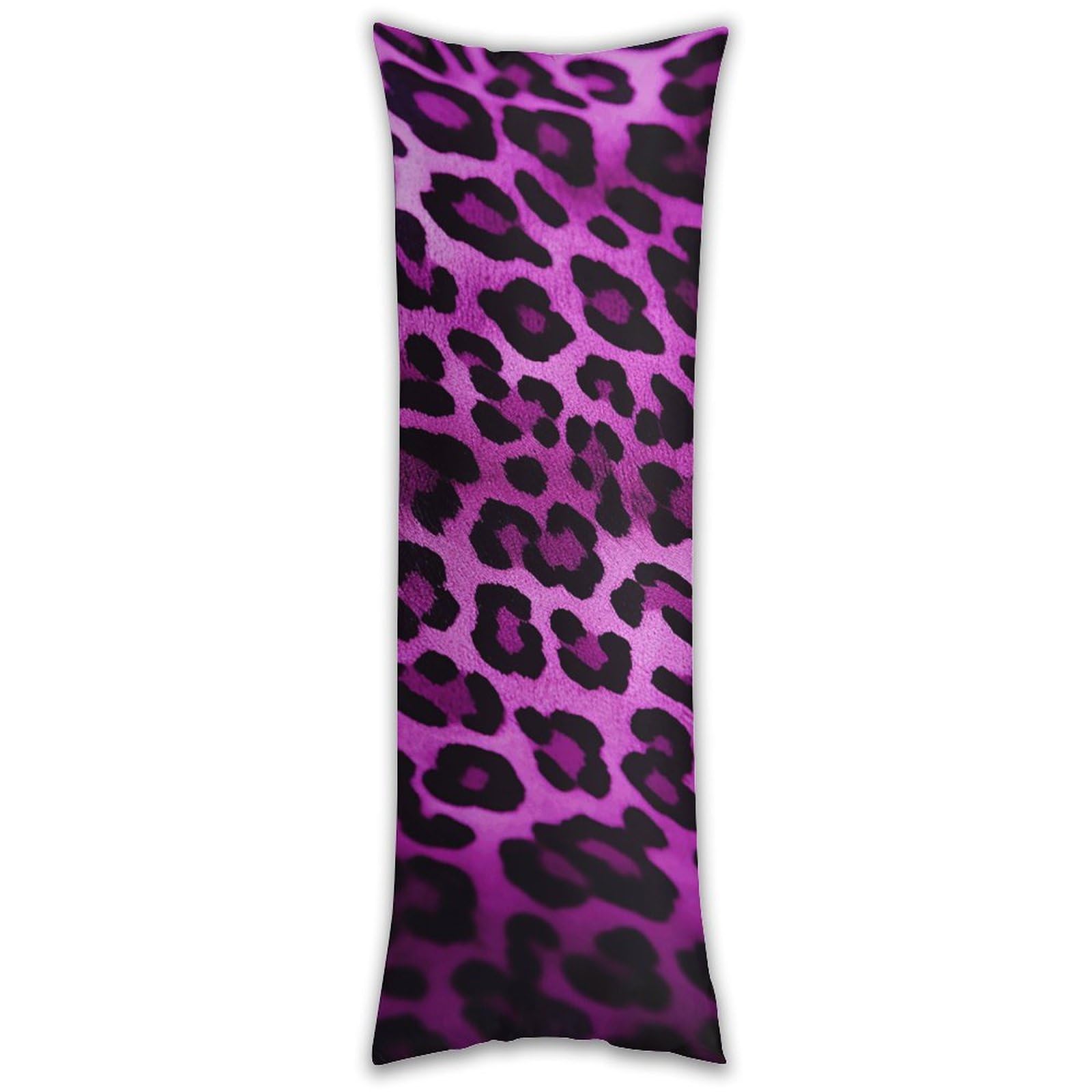 Purple Leopard Pillowcase Long Pillow Case Cozy Pillow Cover Pillow Protector Soft Long Cushion Case Long Body Lumbar Decorative Throw Pillow Cover for Bed Sofa Couch 18.9 X 53 Inches