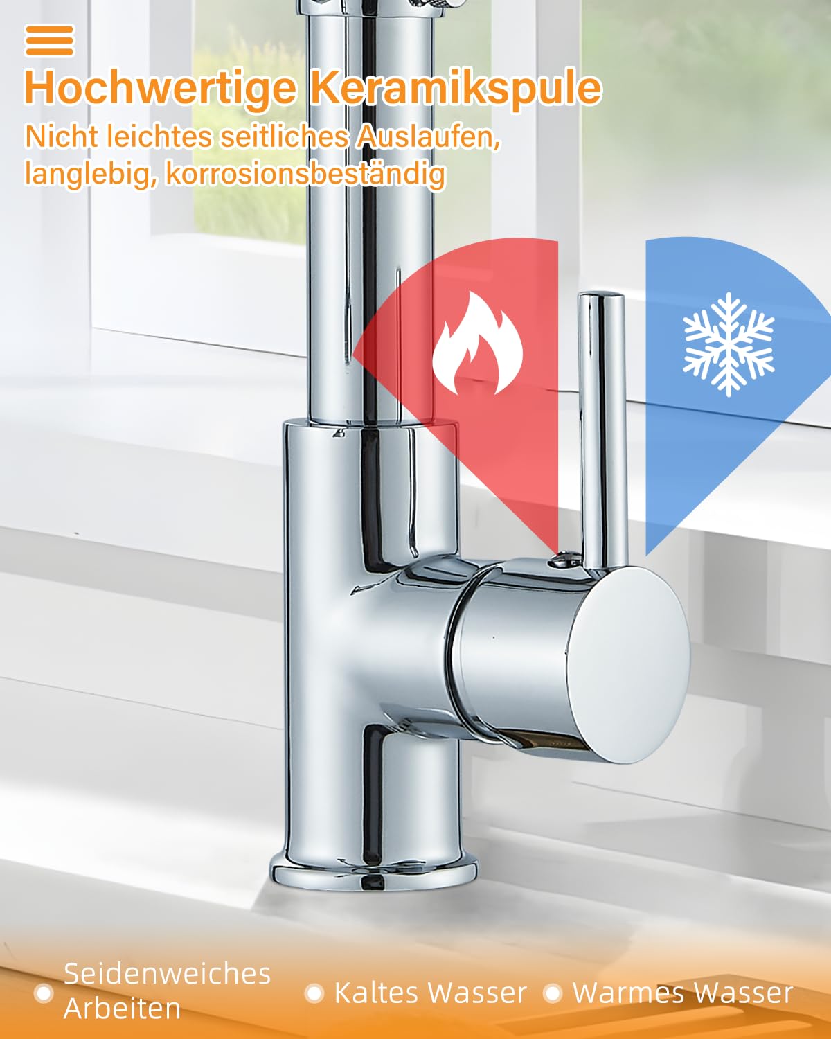 Robinet De Cuisine Avec Douchette Extensible, Rotatif À 360