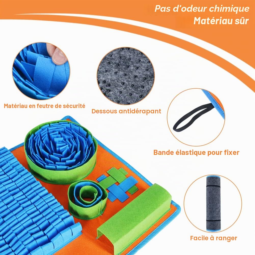 Vivifying Tapis à renifler pour chiens, jeu d'alimentation interactif pour l'ennui et la stimulation mentale, tapis d'alimentation pour chien encourage les compétences naturelles de recherche de