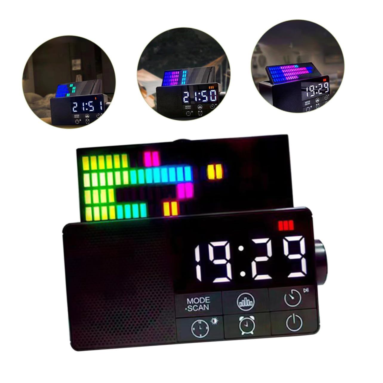 Tofficu Reloj Despertador Digital con Altavoz Inalámbrico y Radio FM Pantalla Plegable Función de Alarma y Reproducción USB para Dormitorio