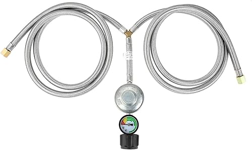 Regulador de propano de baja presión de 5 pies, manguera trenzada doble para electrodomésticos de gas de cocina, parrilla de gas LPG, calentador,