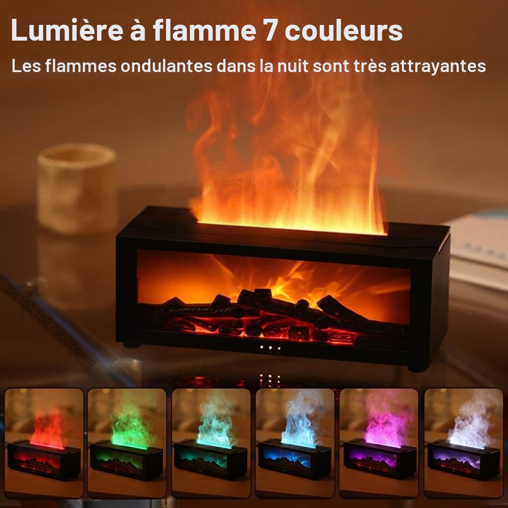 ZYWUOY Diffuseur de cheminée, diffuseur d'arôme de flamme 3D, humidificateur coloré avec télécommande, modes d'éclairage doubles, pour la maison et le bureau (noir)