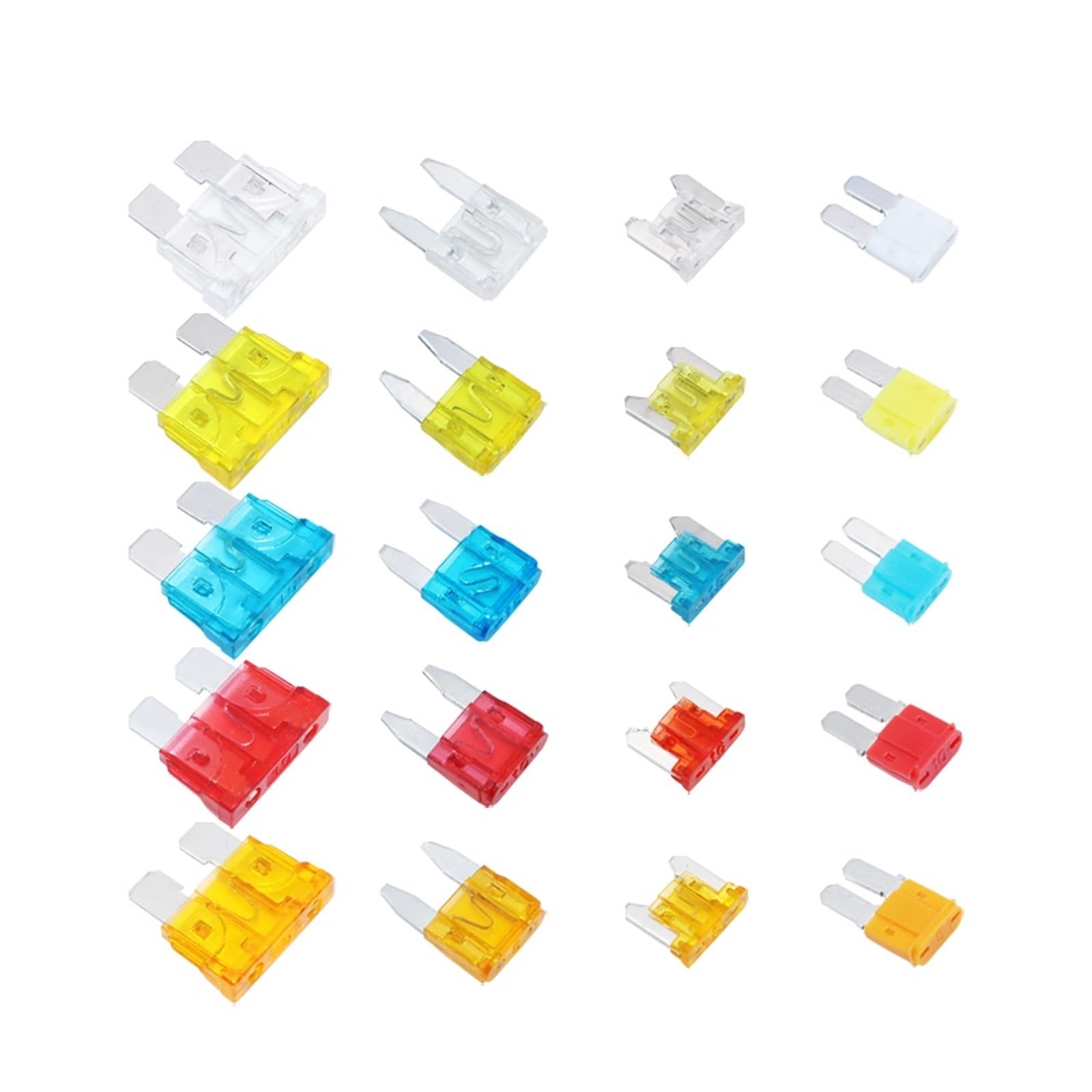 Exqufood Atc/Apr/Ato/Ats - Set di fusibili standard per auto, 130 pezzi, 1 /2/3/4/5/7,5/10/15/20/25/30/35/40A