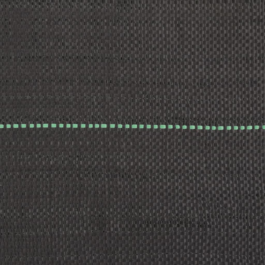 Unkrautvlies Schwarz 1x50 m PP Gartenvlies Mulchvlies Bodenabdeckung mit grünen Streifen 150 g/m² für Beet, Terrasse, Weg und Landschaftsbau zur Unkrautkontrolle und Rasenpflege