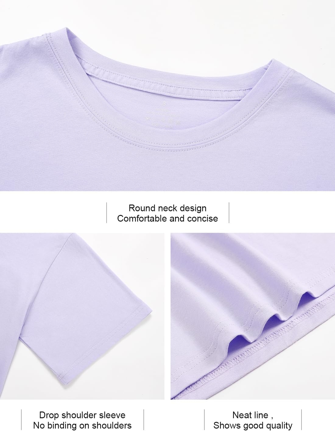 Xelky Womens Crop Casual Tops Tshirt Cotton Loose Workout Short Sleeve Round Neck Tee Yoga Running Shirts 4 Pack - Image 5