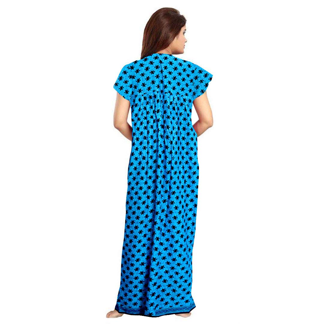 Trendy Fab Womens Cotton Block Print Embellished Maxi Nighty