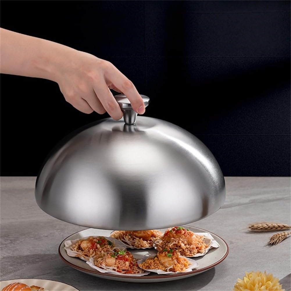 Cloche dôme alimentaire en acier inoxydable pour intérieur et extérieur - Protège les aliments contre les mouches et maintient la chaleur pendant la cuisson et le service (30 cm)