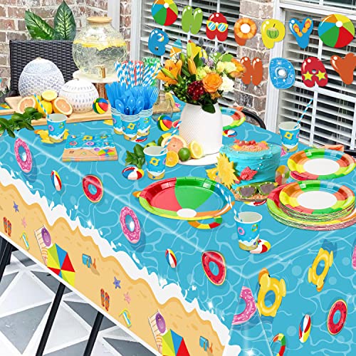 Beach Party Decorations - Pool Party Supplies Includes Plates, Cups, Napkins, Tableware, Tablecloth, Banner For Hawaiian Pool Birthday Party Favors - Serve 20 #TOP3