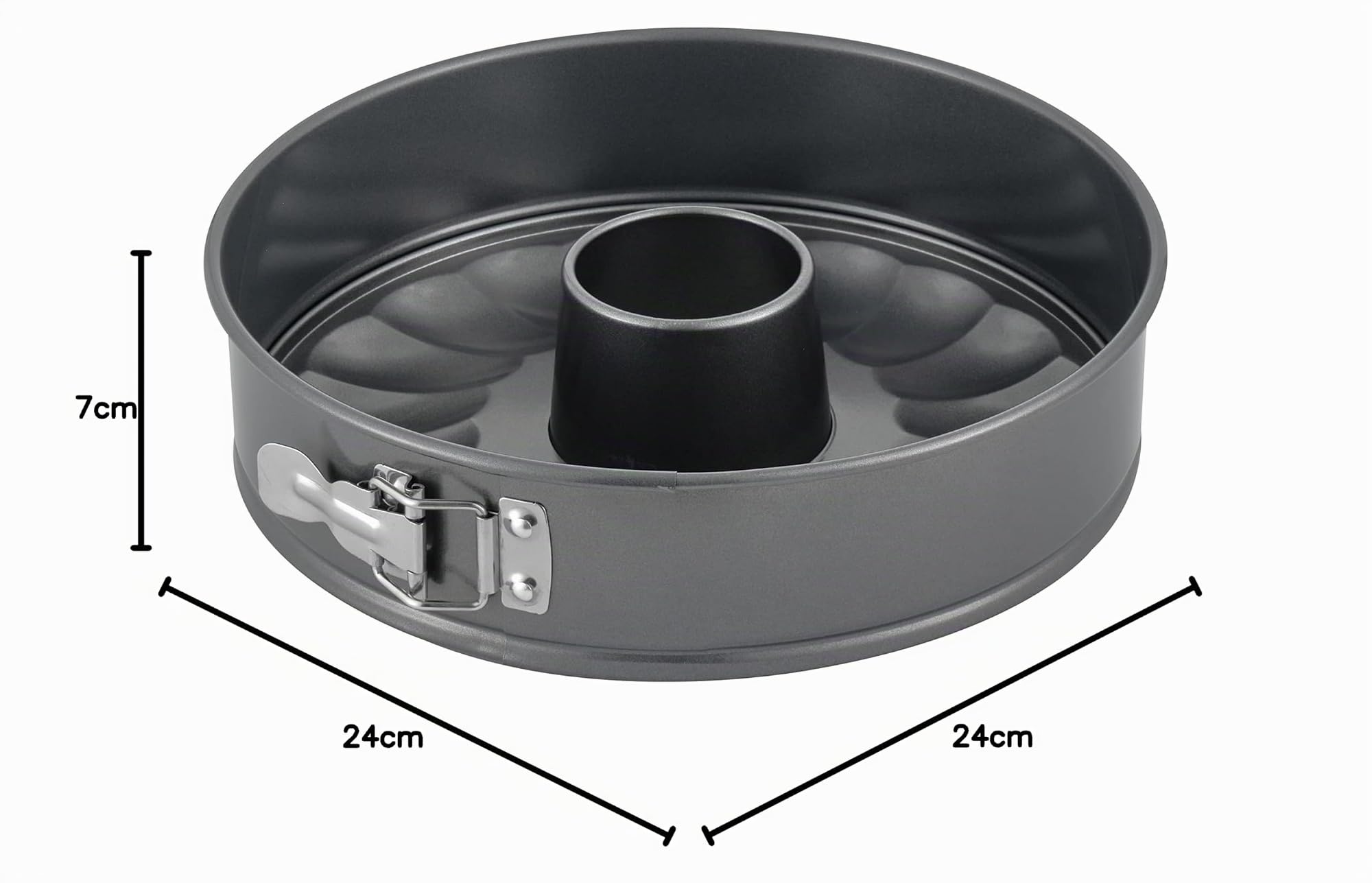 Baroni Home Tortiera Apribile con Cerniera in acciaio, Teglia Antiaderente per Dolci, Teglia da Forno per Preparazioni Dolci e Salate con Fondo Salvagoccia, Facile da Pulire, 2 Fondi, 26 cm