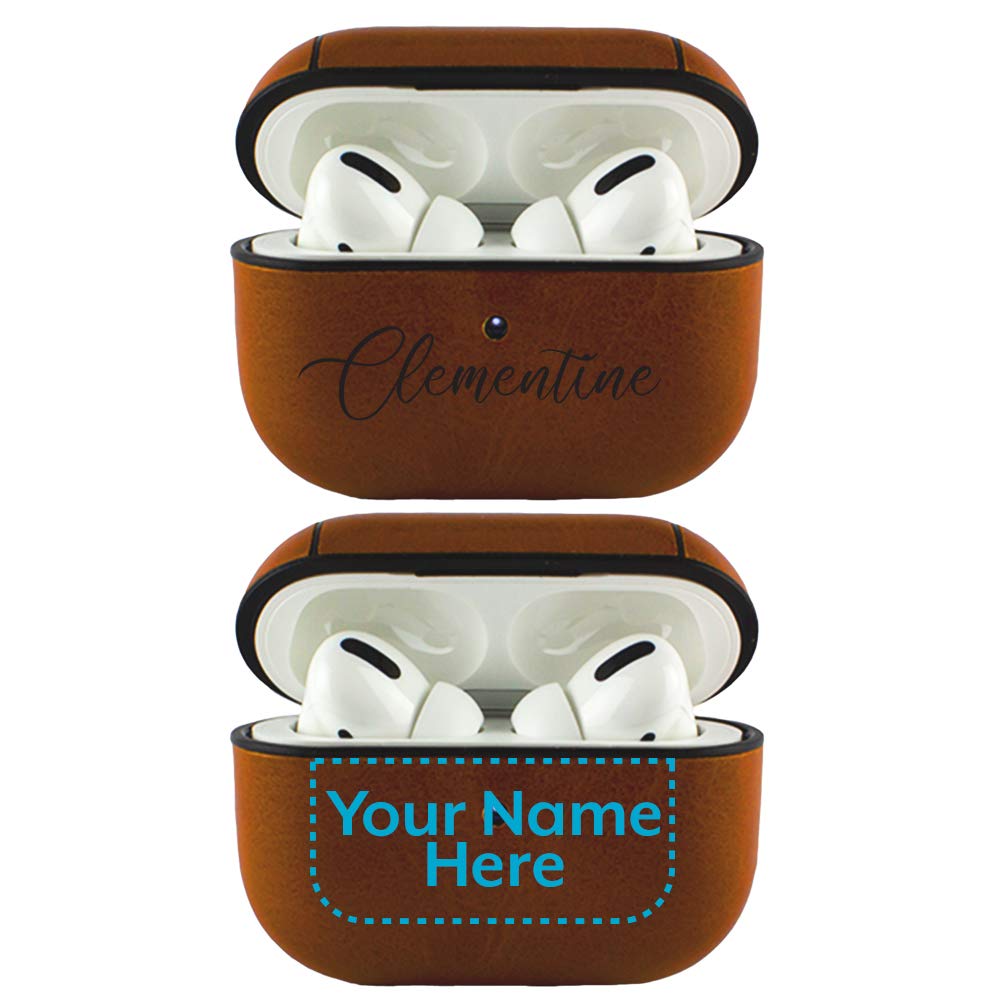 AudioSpice Custom Name Case for AirPods Pro (1st Generation) – Personalized Design – Put Your Name or Text on a Leatherette Case for AirPods Pro – Name