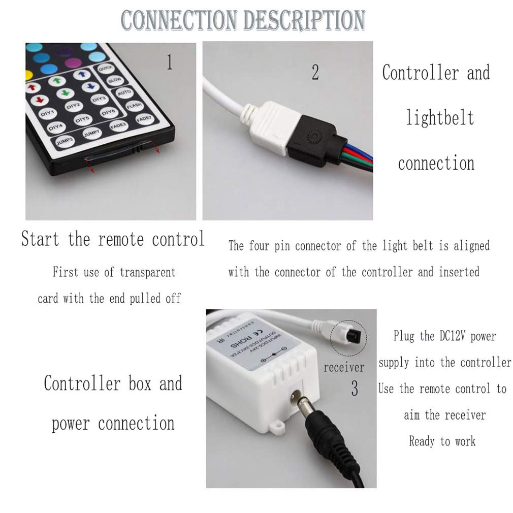 Striscia LED 5M, Luci Led Colorate Smart Phone Strisce LED Compatibile RGB SMD 5050 Musica Sync LED Strip Controllo App E 24/44 Tasti Telecomando RF Per Casa Cucina Festa TV Decorazione,24key,10M
