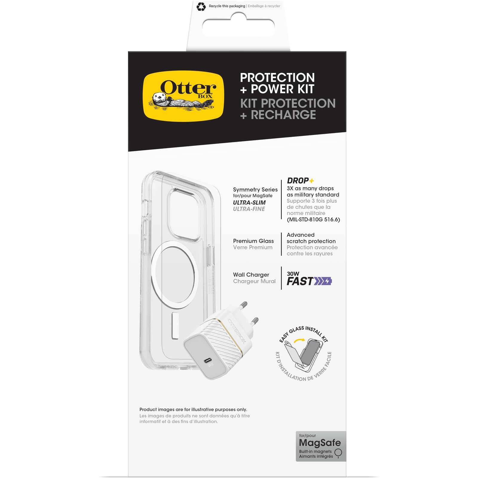 OtterBox Drop Protection Bundle for iPhone 16 Pro; Symmetry Series Clear MagSafe Protetive Thin Case