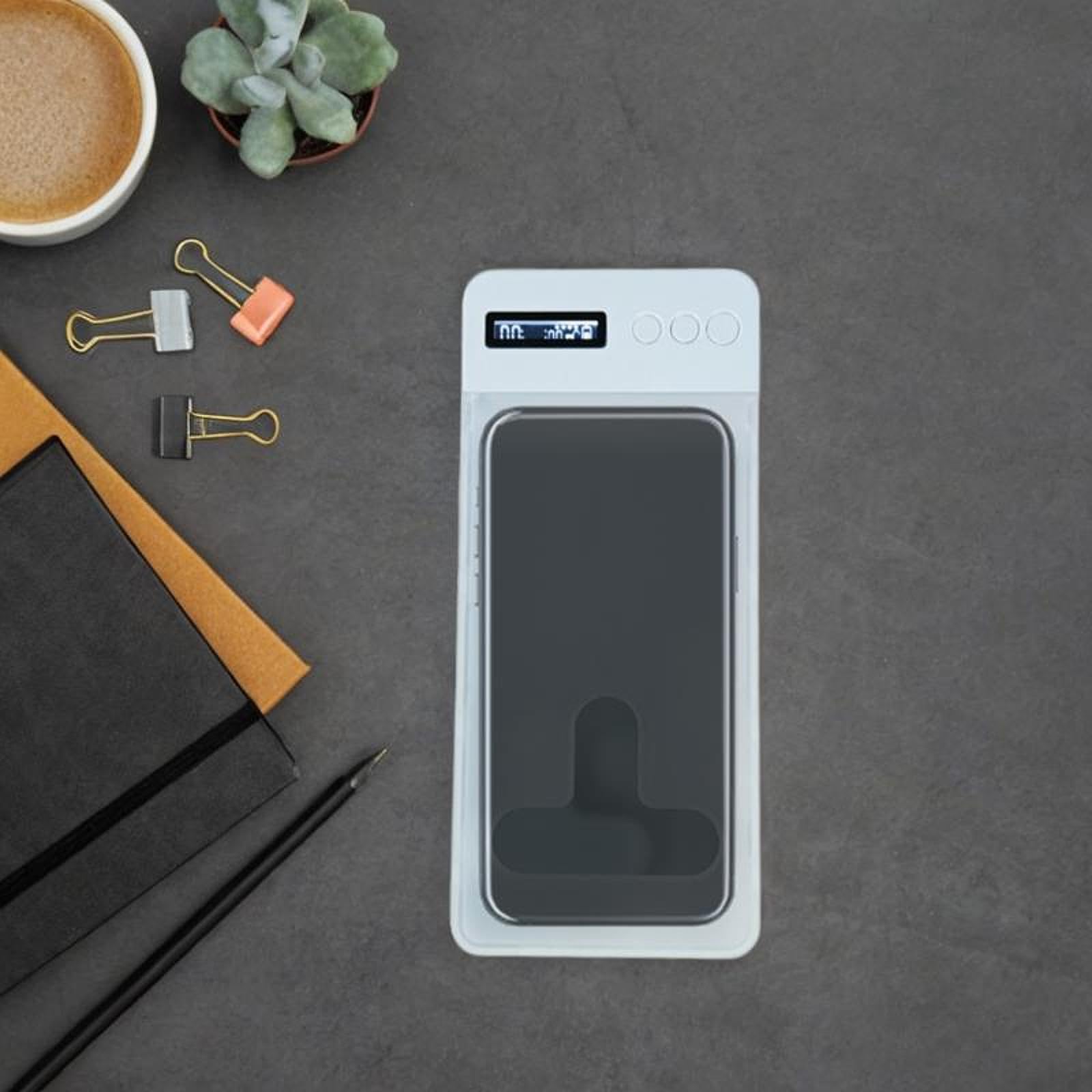 Boîte de verrouillage pour téléphone - Organisateur pour bureau, maison, dortoir, table de salon avec port de charge USB, blanc
