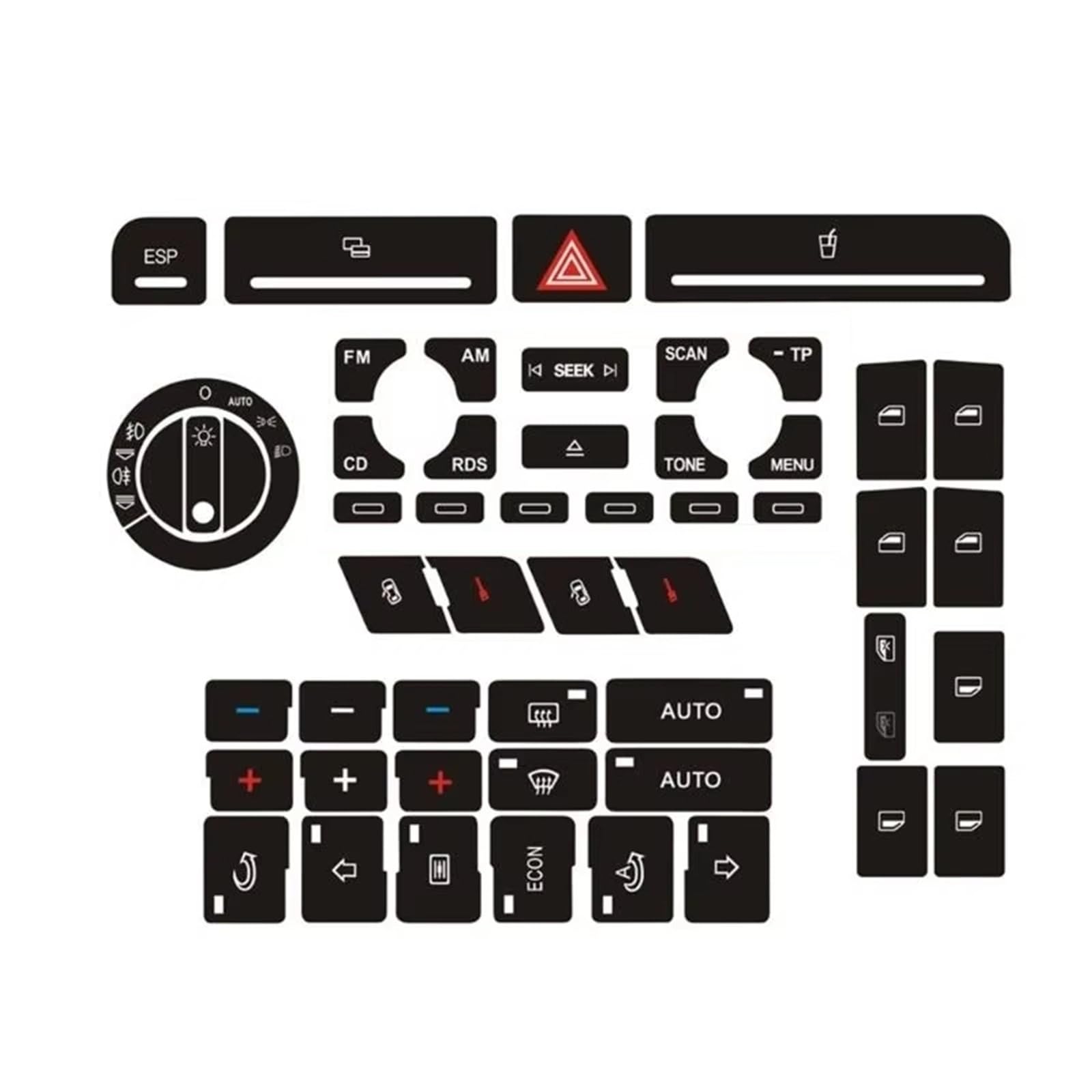 Auto Button Sticker Compatible with for B6 Automotive Interior Accessories Button Repair Decal Sticker Interior Button Stickers for Vehicles
