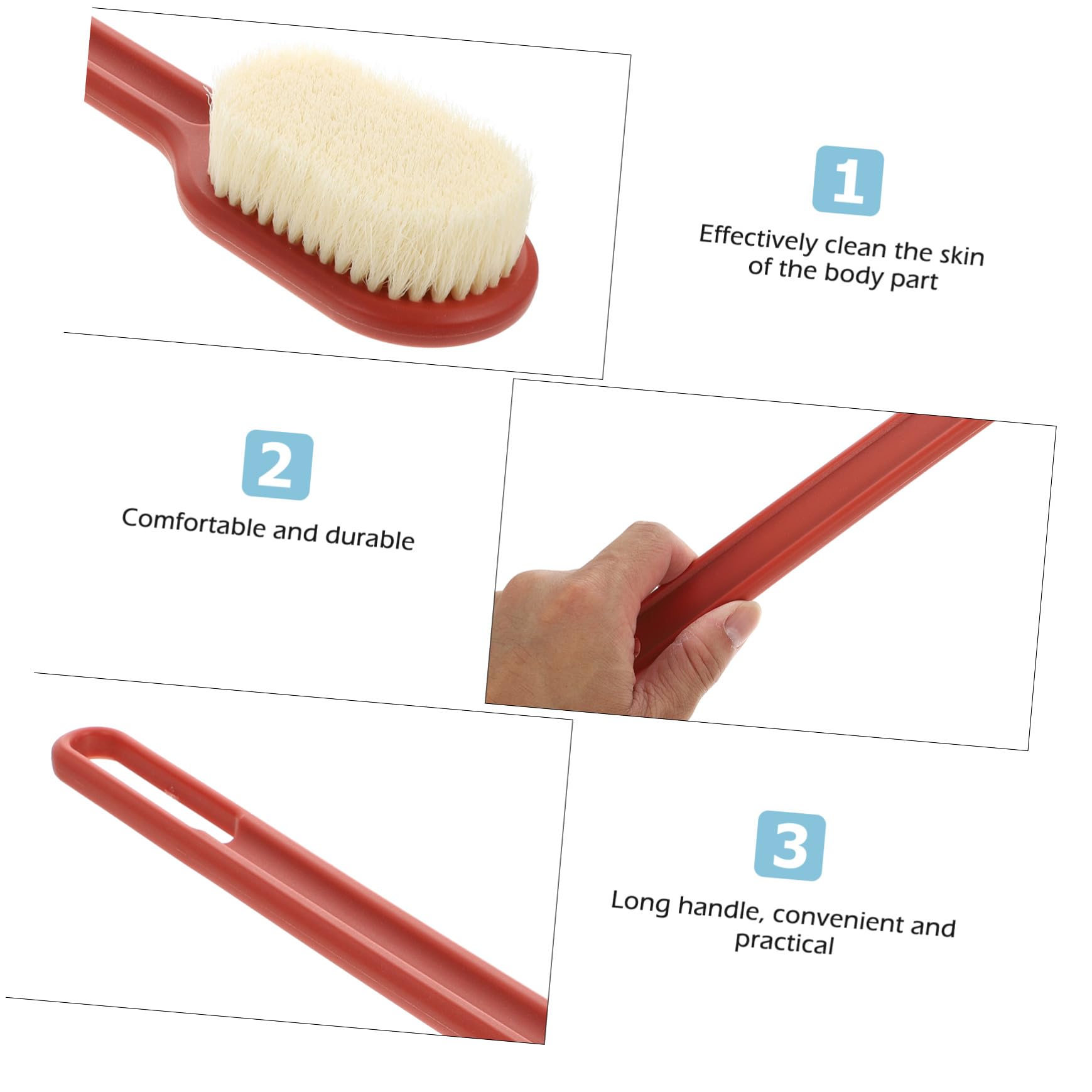 Didiseaon 3 Piezas cepillo para fregar la espalda masajeador de cuerpo cepillo masajeador esponjas cepillo de mango largo cepillo de ducha duradero tómate un baño cepillo de masaje cepillar