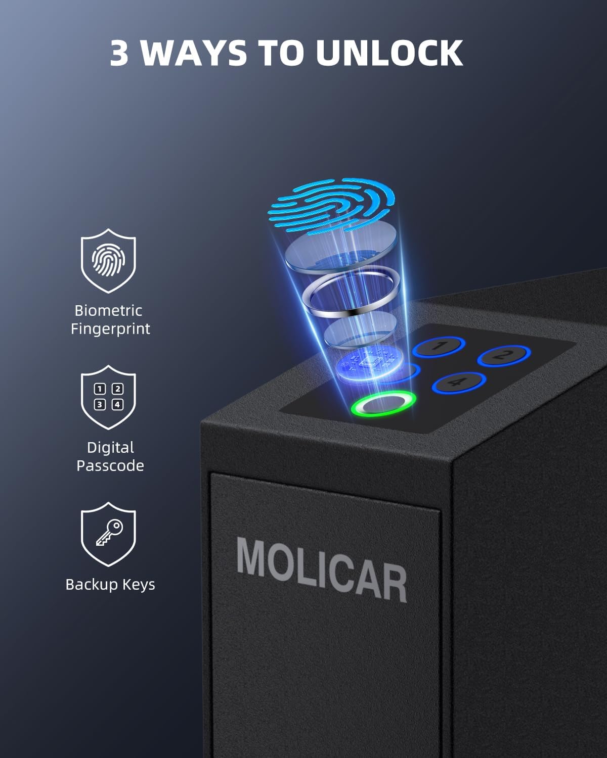 Gun Safe for Handgun Biometric Pistol Safe Fingerprint Quick Access Portable Gun Lock Box for Nightstand, Bed, Desk, Wall, Dresser