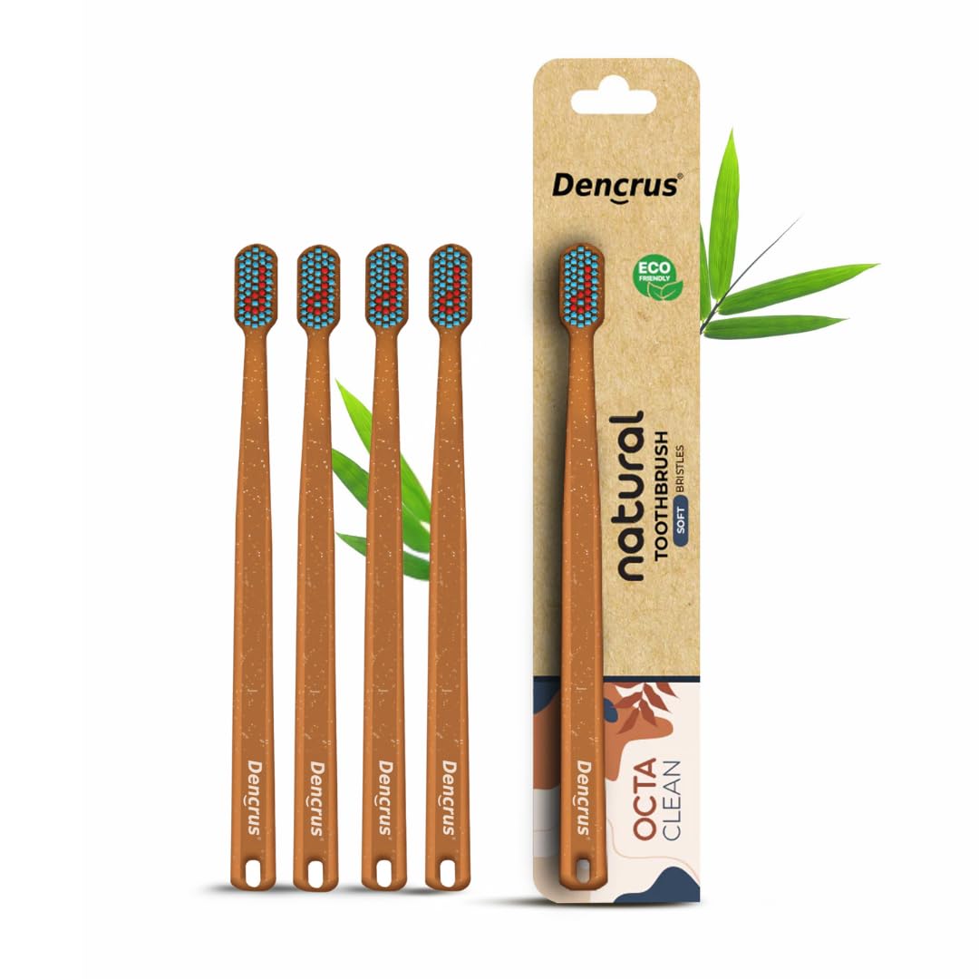 Dencrus Octa Clean Eco-friendly Toothbrush | Octagonal Head | Ultra-soft Bristles | Bamboo Toothbrush | Tooth Brush for Sensitive Teeth | Sustainable | Gentle On Gums | Anti-Bacterial | Pack of 4-image-40