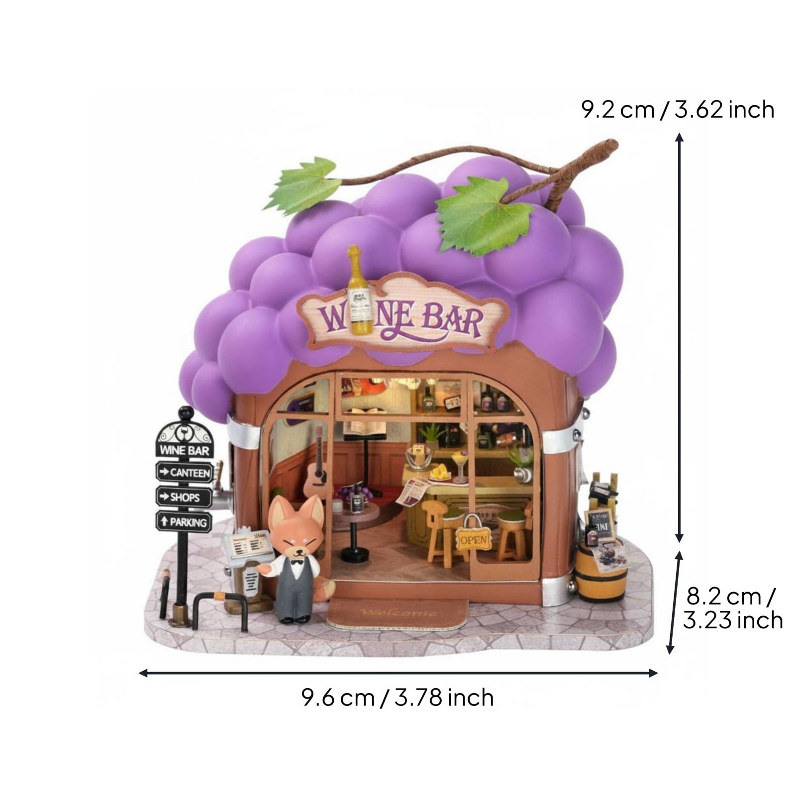 Industrial Scene Modello in Miniatura Fai da in Miniatura Negozio in Miniatura Diorama Frutta per Hobbisti con Luci LED Adatto per Regalo Collezione, Fox Bar