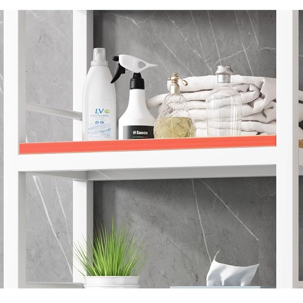 Scaffale in metallo a 3 ripiani per bagno e lavanderia, sopra lavatrice/WC, elegante design bianco e nero