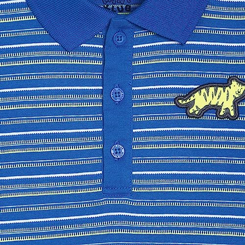 Image of miniklub Boys Blue Striped Polo Collar T-Shirt