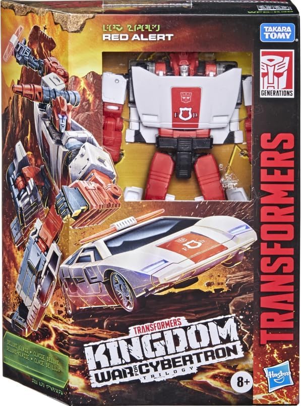 Transformers Hasbro Kingdom War for Cybertron Red Alert Action Figure, G1-Inspired, 17-Step Conversion