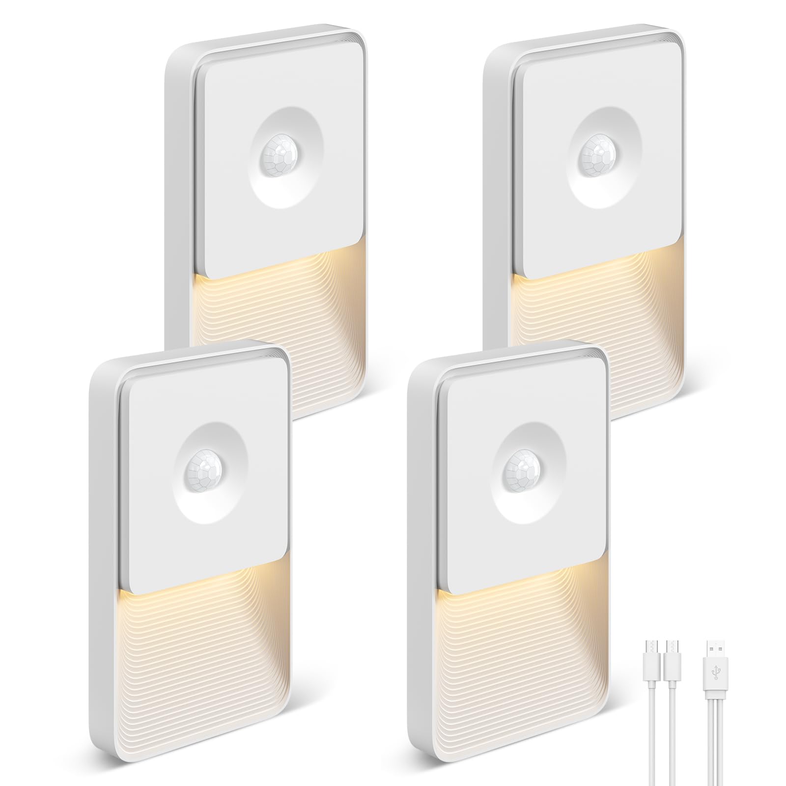 GOODEA Nachtlicht mit Bewegungsmelder, USB C Aufladbar Bewegungsmelder Licht bis zu 70 Tage - Dimmbar Magnetische Akku Lampe Ohne Steckdose für Flur Treppe Schlafzimmer Bad - Warmes Licht