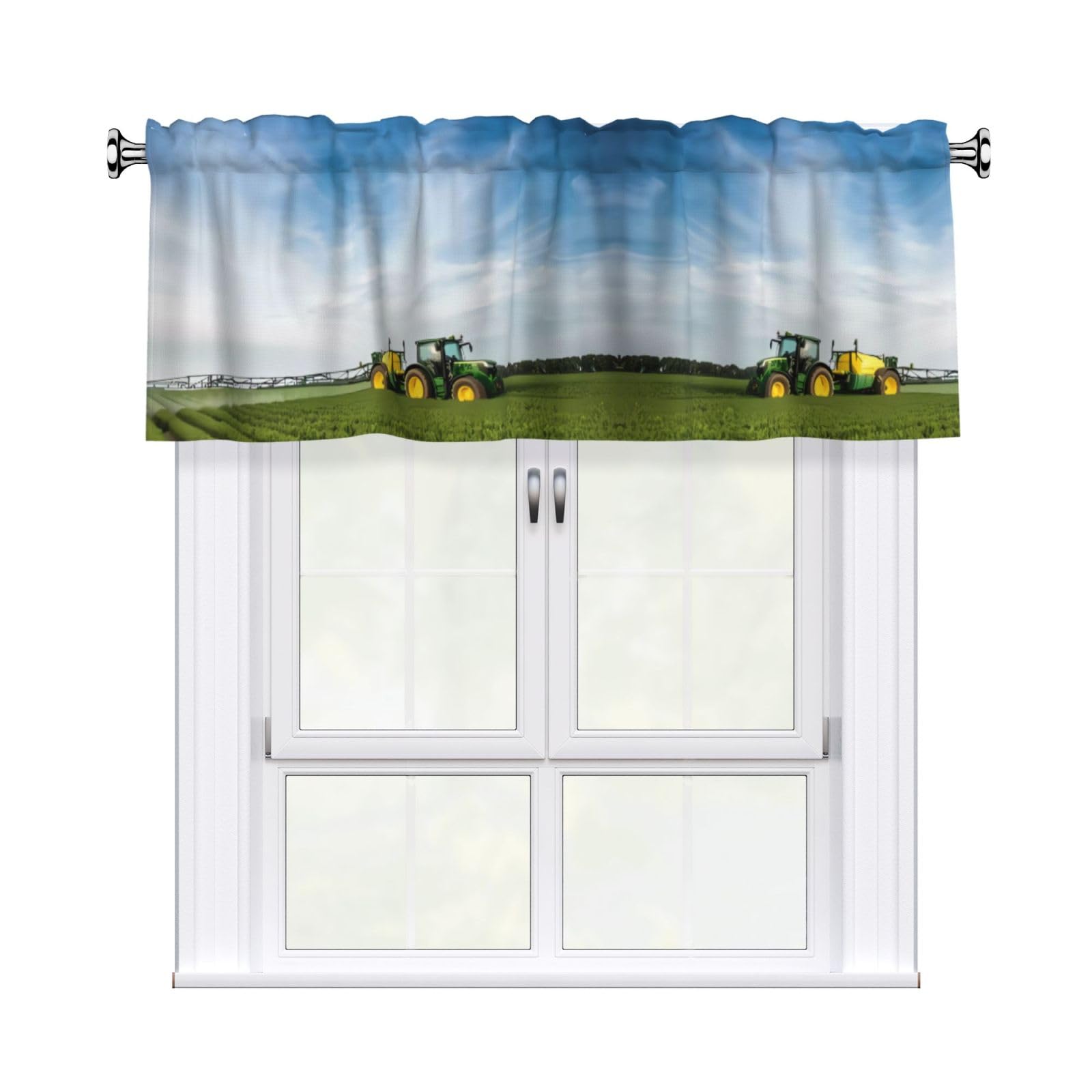 HJFCZH Tractor farm Prints Durable Window Layer – 54x18 Inch 100% Polyester Peach Skin Valance for Long-Lasting Style